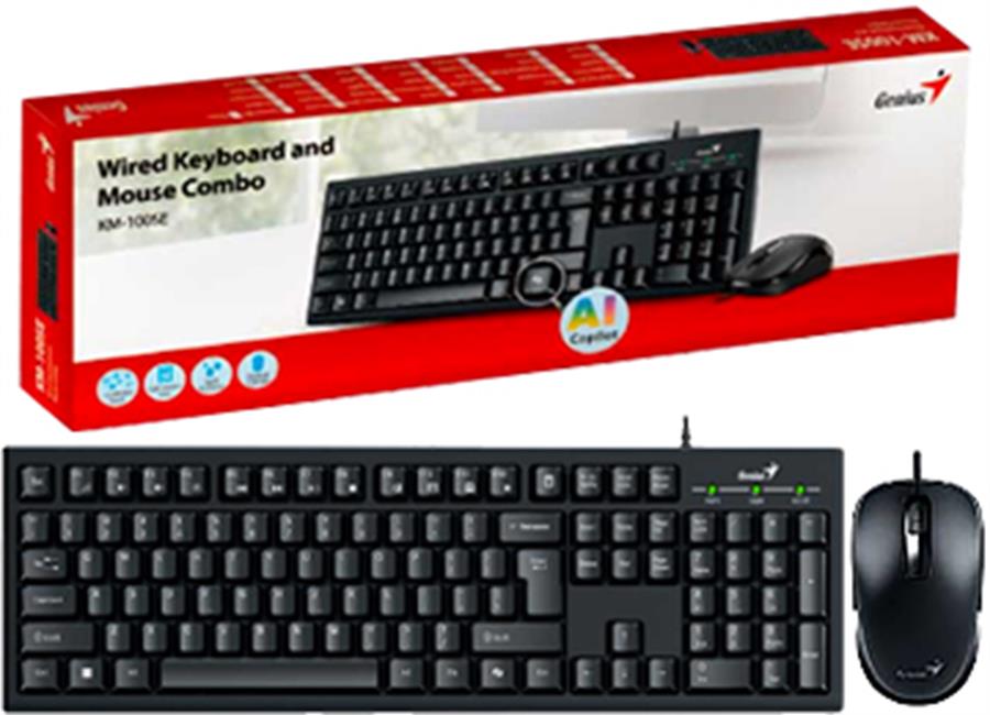 KIT TECLADO + MOUSE GENIUS KM-100SE USB CON CABLE NEGRO