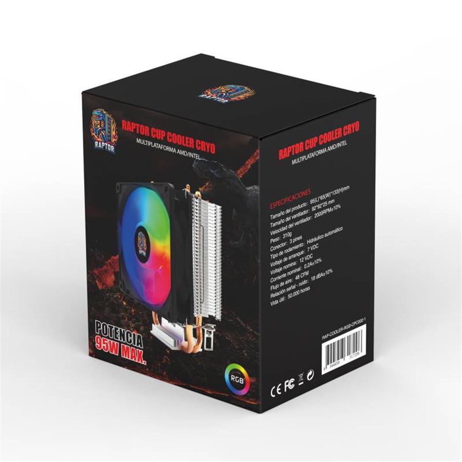 Cpu Cooler Raptor Cryo Rgb Potencia Max 95W P/Amd/Intel