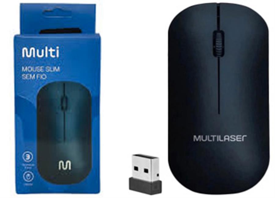 MOUSE MULTILASER SEM FIO MS100 SLIM 1200DPI USA 1XAA NO INCLUIDA INALAMBRICO NEGRO