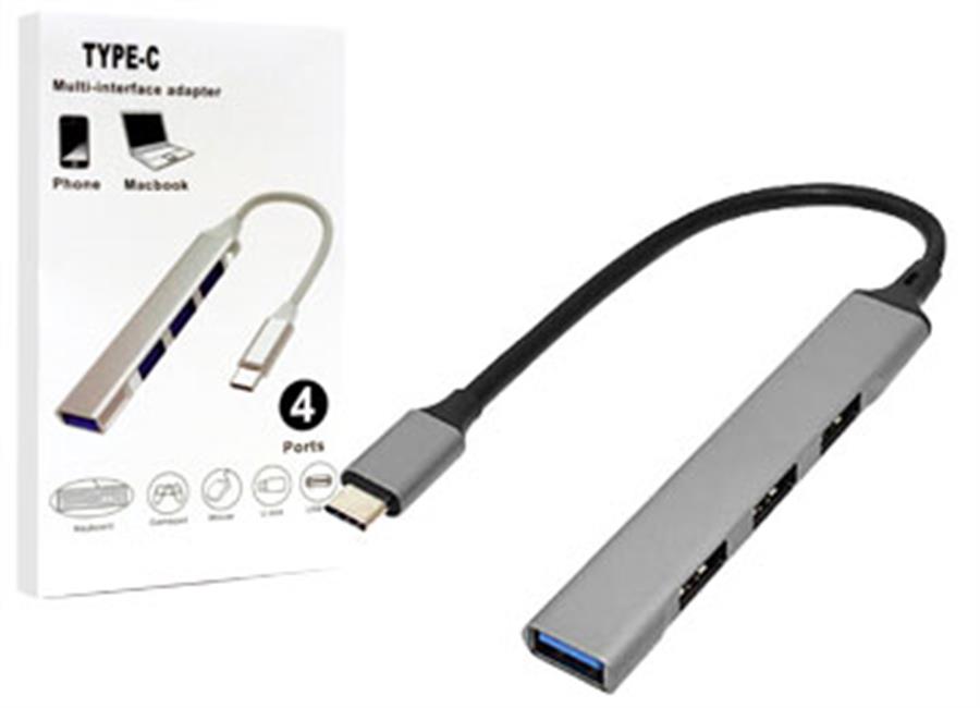 HUB USB TIPO C A 4 PUERTOS USB 2.0