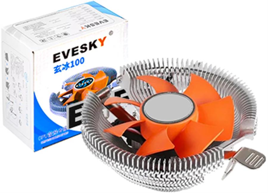 COOLER EVESKY 100 8 PALETAS 8CM 3 PINES INTEL AMD