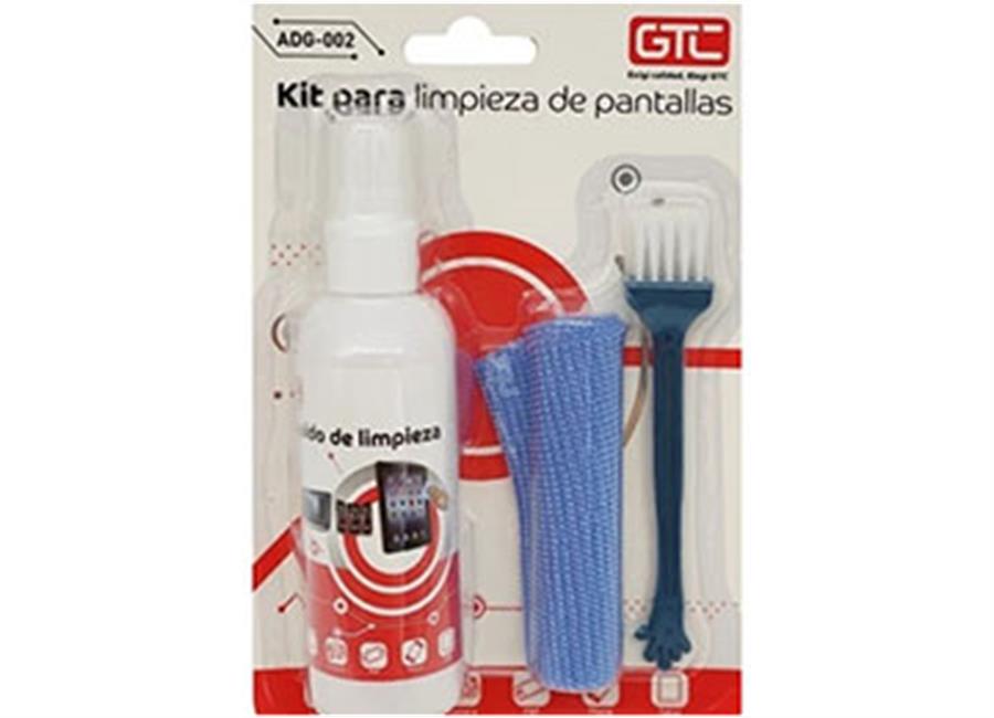 KIT LIMPIA PANTALLA GTC ADG-002 100ML 1 PANO 13X13CM CEPILLO 5 DEDOS TV LCD MONITOR TABLET CELULARES